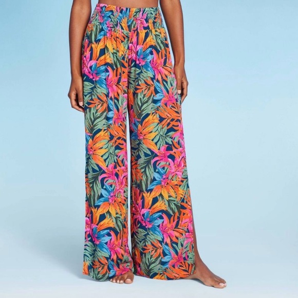 Kona Sol Other - Kona Sol Palazzo Pants Smocked Waist Swim Cover Up Resort Wear Beach Size M